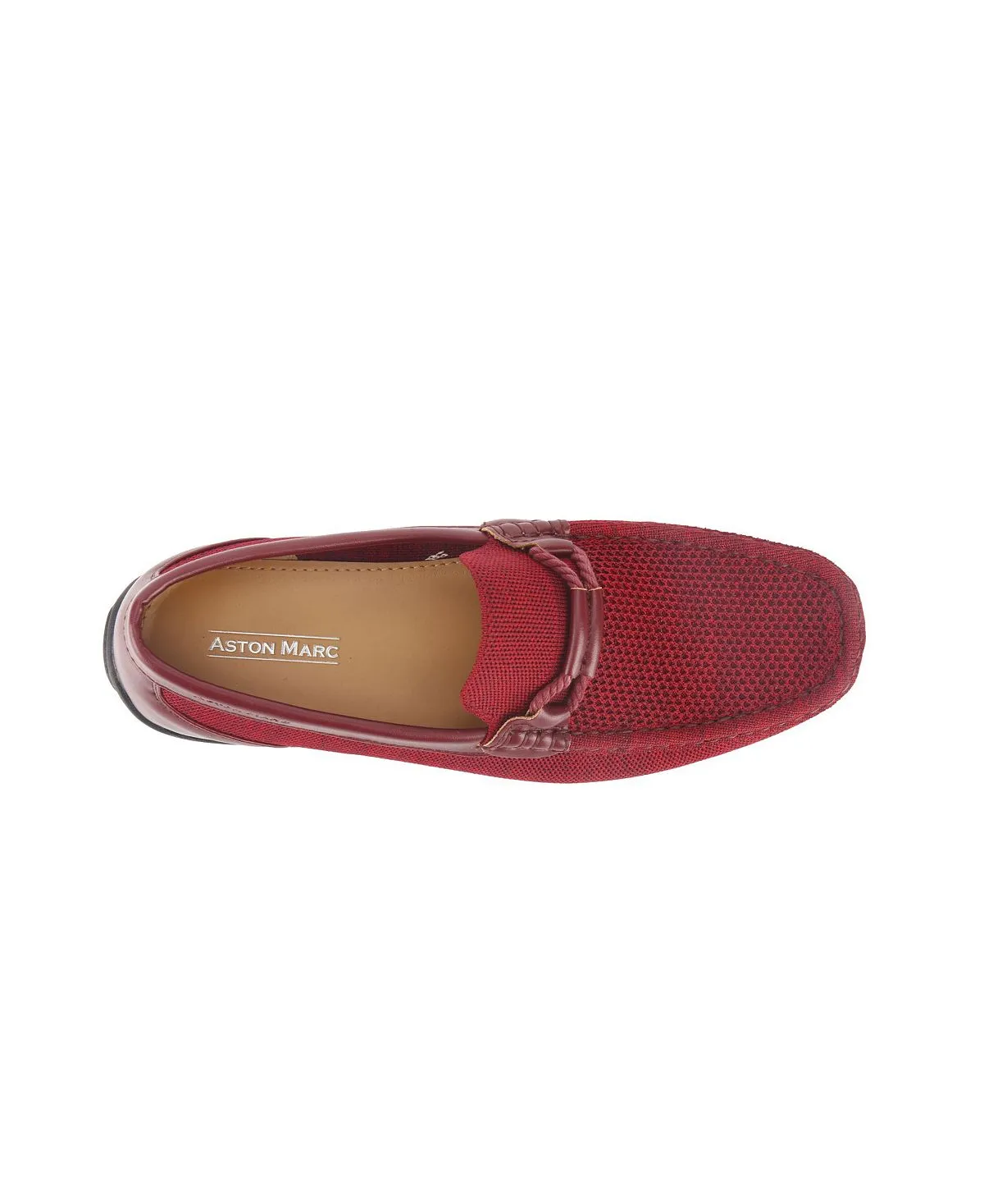 Aston Marc Men's Knit Lace-up Strap Loafers, Red