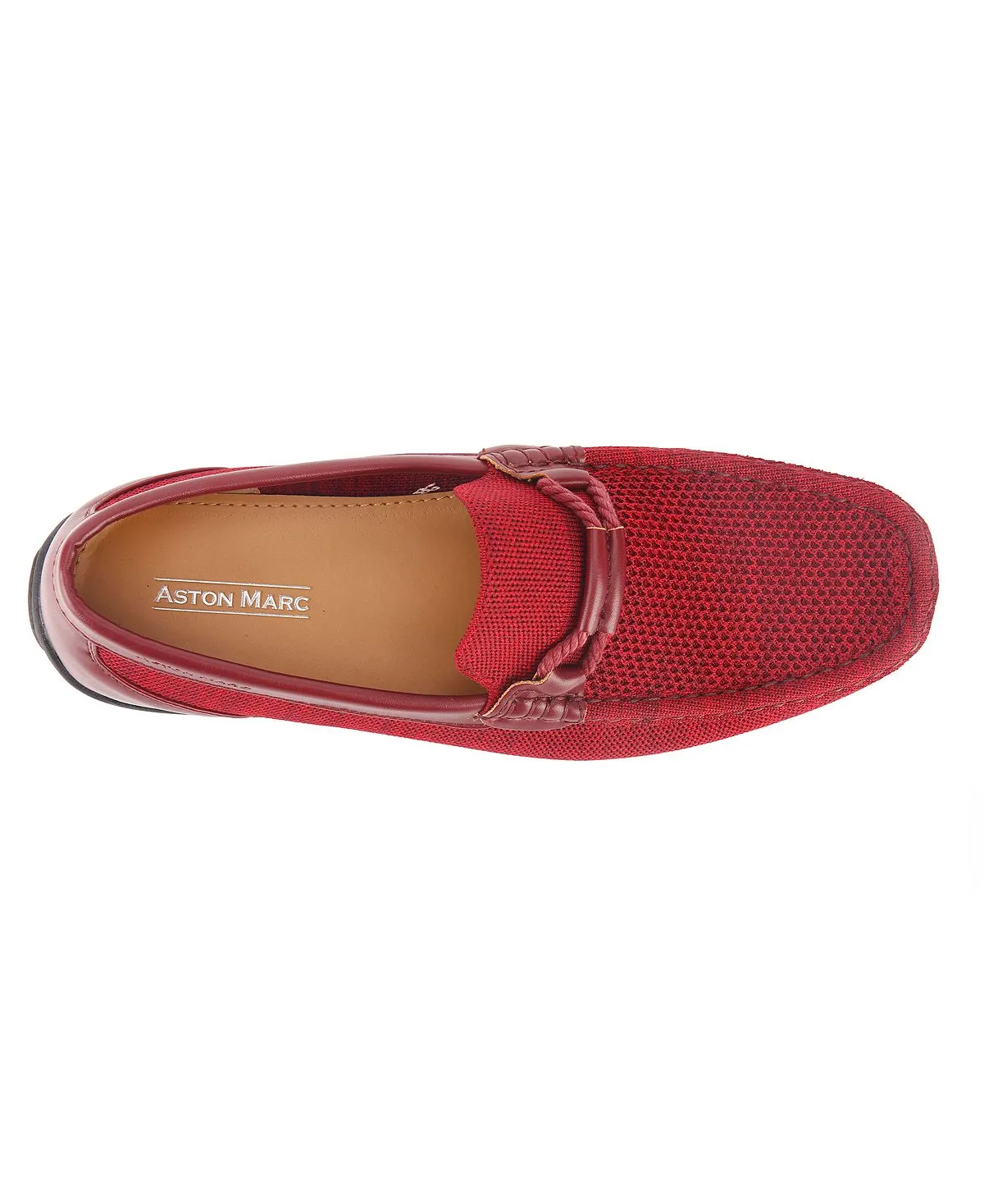 Aston Marc Men's Knit Lace-up Strap Loafers, Red