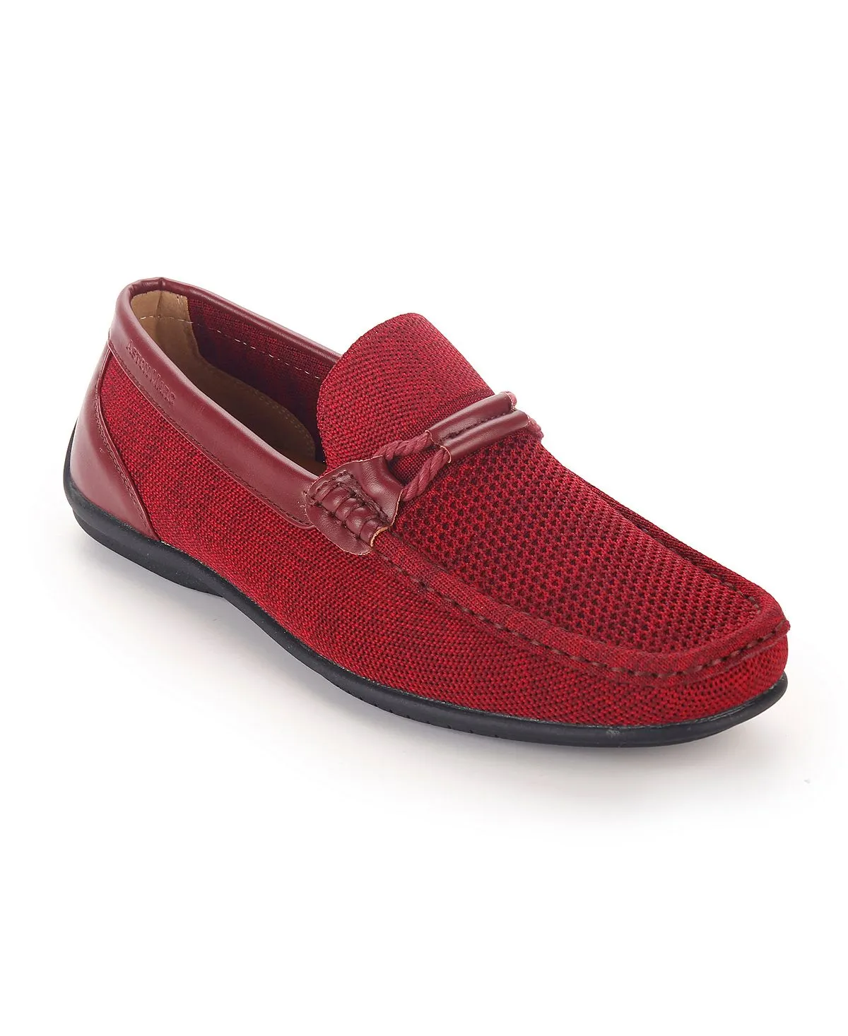 Aston Marc Men's Knit Lace-up Strap Loafers, Red