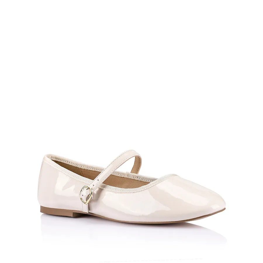 Bambi Mary-Jane Flats - Bone Patent