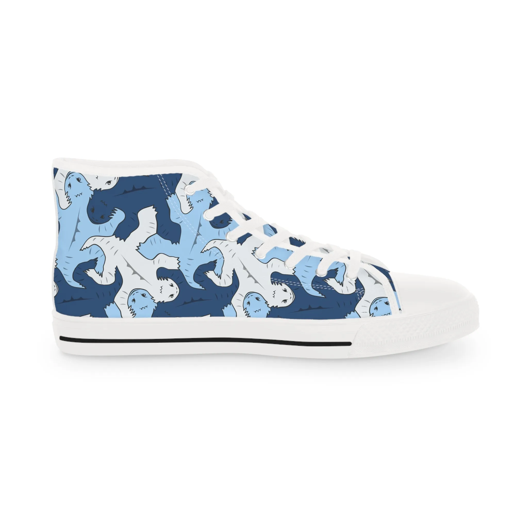 Blue & Gray Lizard Tessellation Men's High Top Sneakers