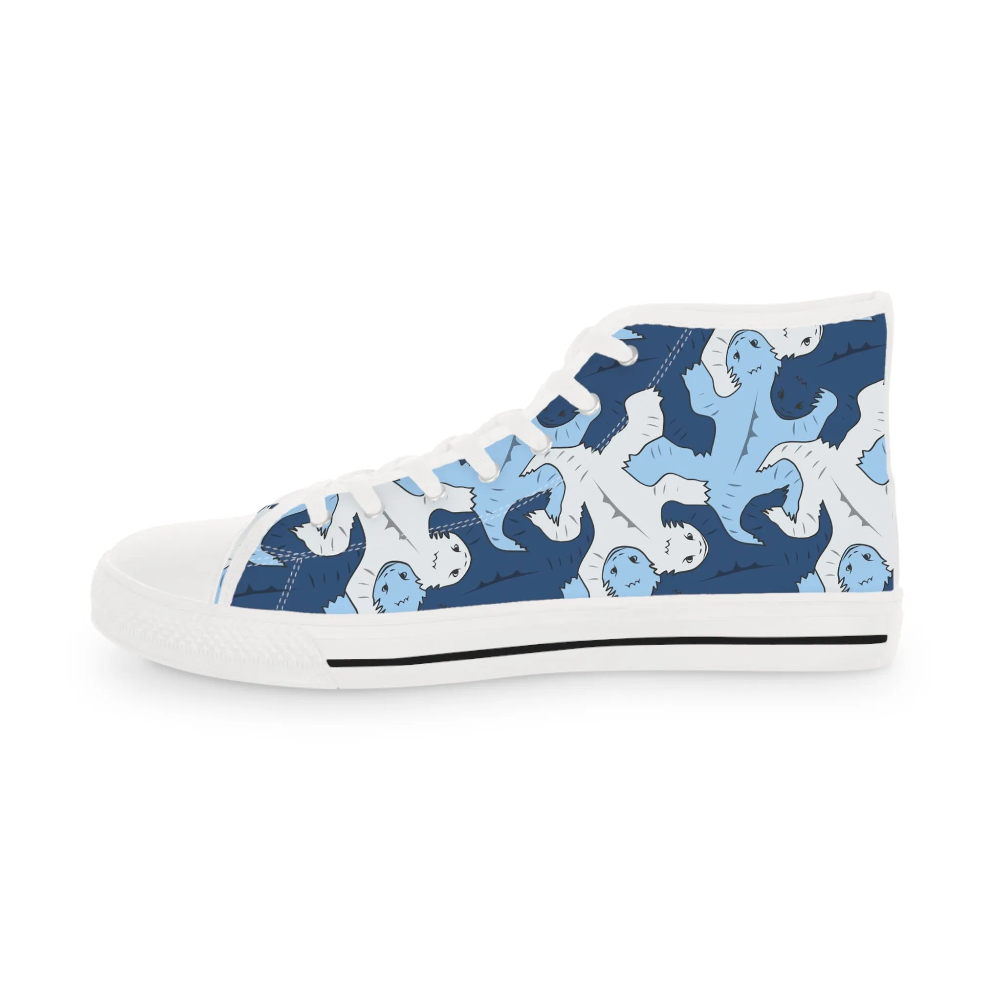 Blue & Gray Lizard Tessellation Men's High Top Sneakers