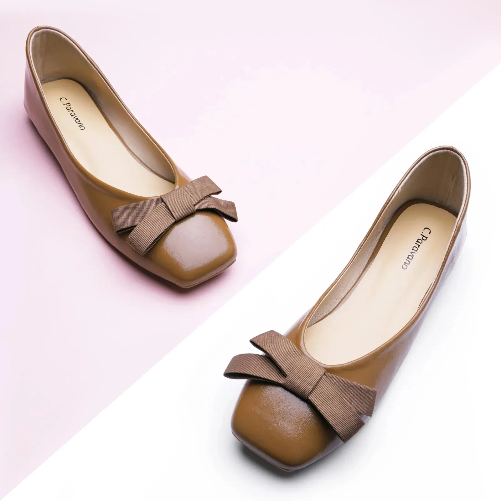 Bowknot Ballerina Flats (Eva) Brown