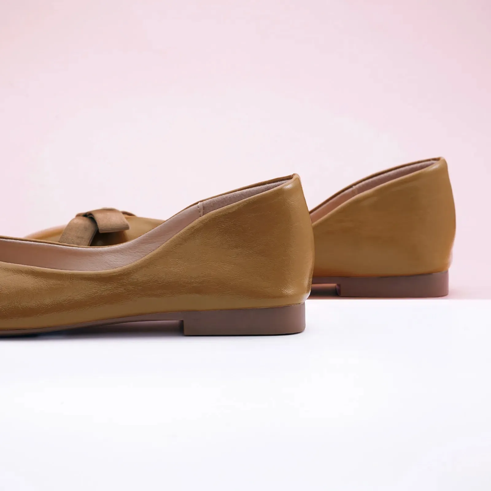 Bowknot Ballerina Flats (Eva) Brown