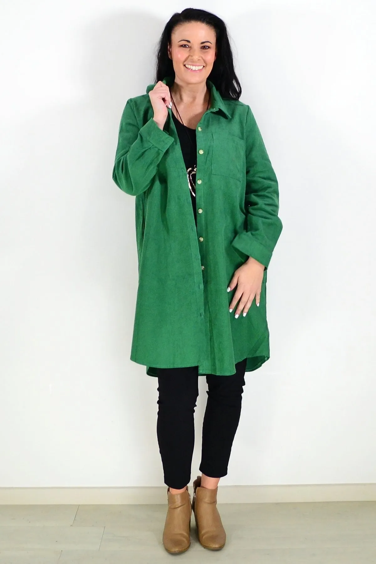 Bright Green Corduroy Tunic Shirt