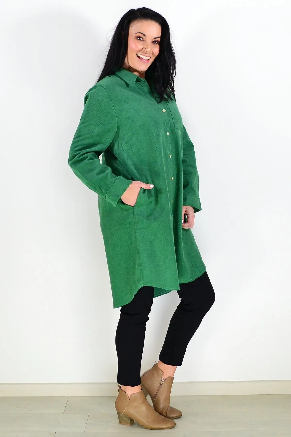 Bright Green Corduroy Tunic Shirt