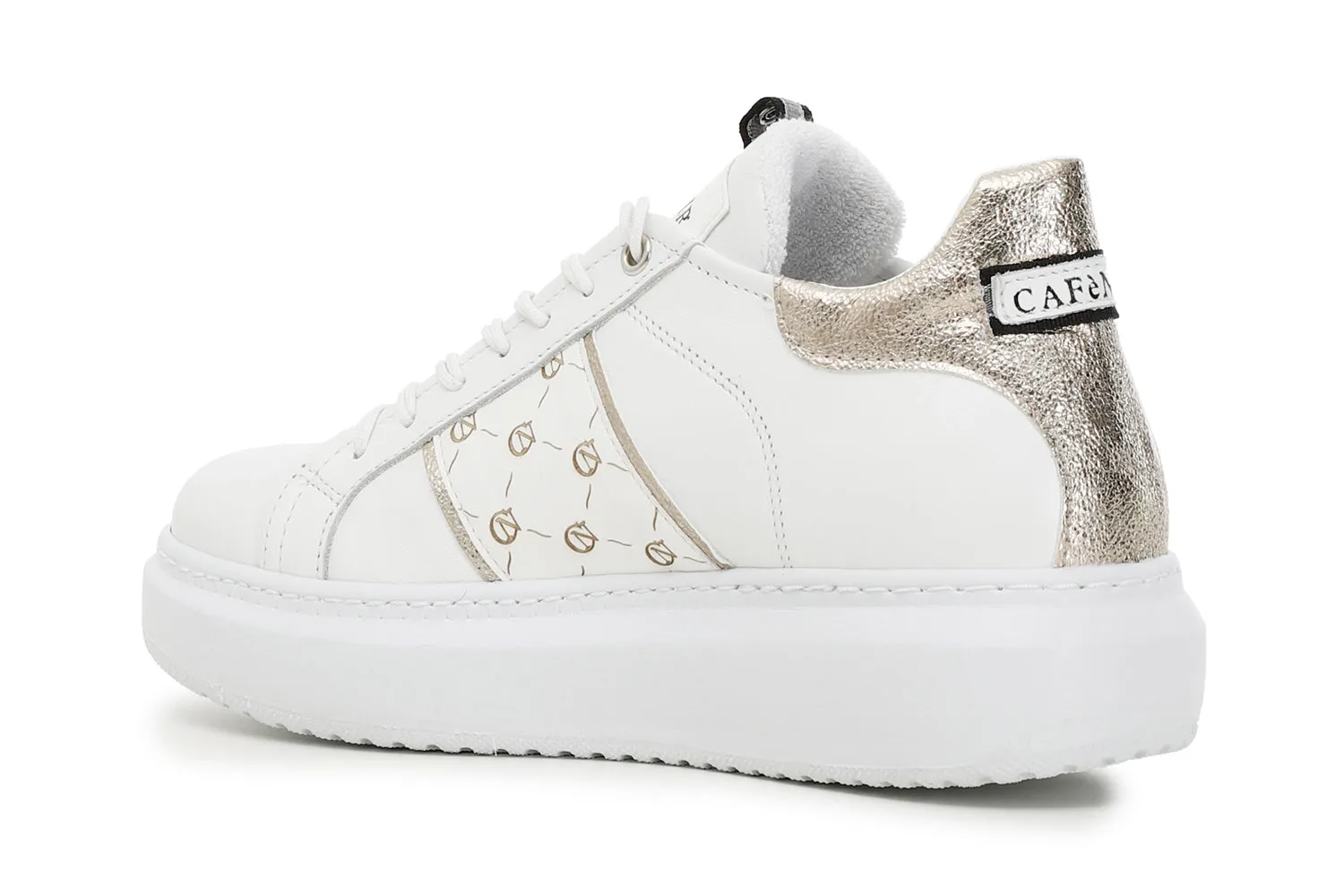 CafèNoir donna sneakers in pelle con fascia logata laterale