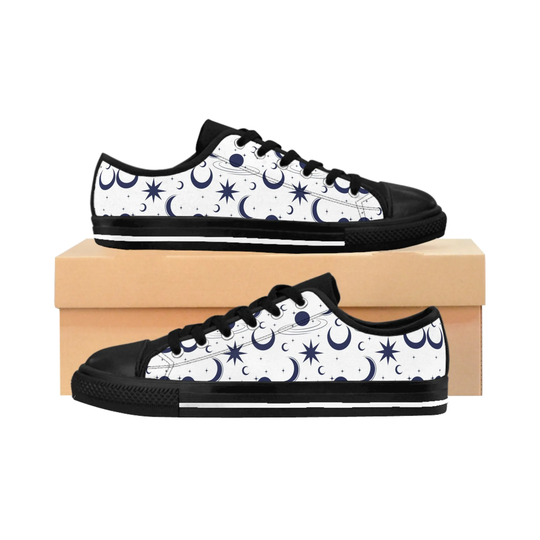 Celestial Blue Space Pattern Men's Sneakers