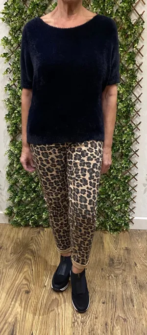 Debbie Camel Leopard Print Magic Trousers