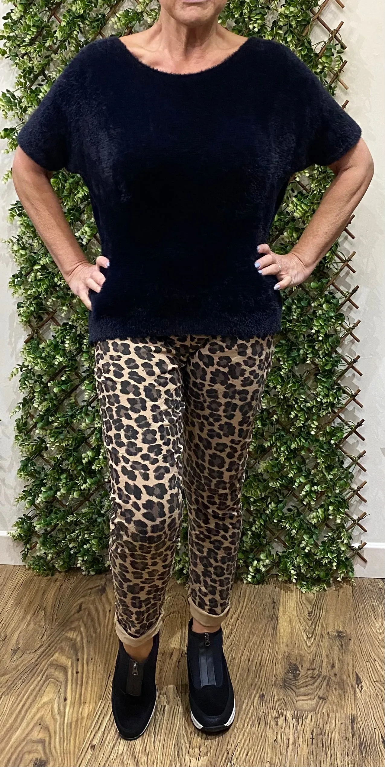 Debbie Camel Leopard Print Magic Trousers