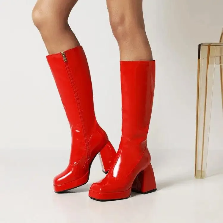 Fashion Waterproof Platform Candy Color High Boots Women