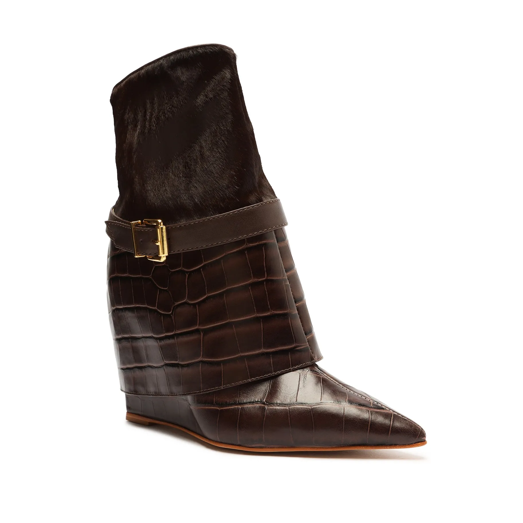 Jorian Crocodile-Embossed Leather Bootie