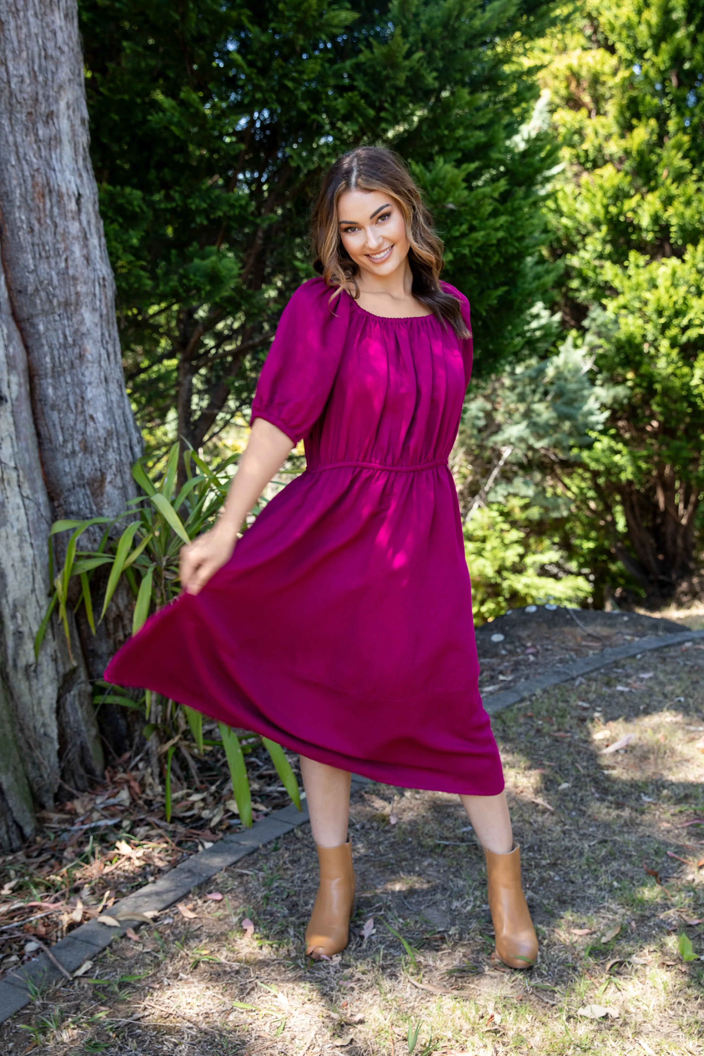 Juliette Dress in Deep Plum