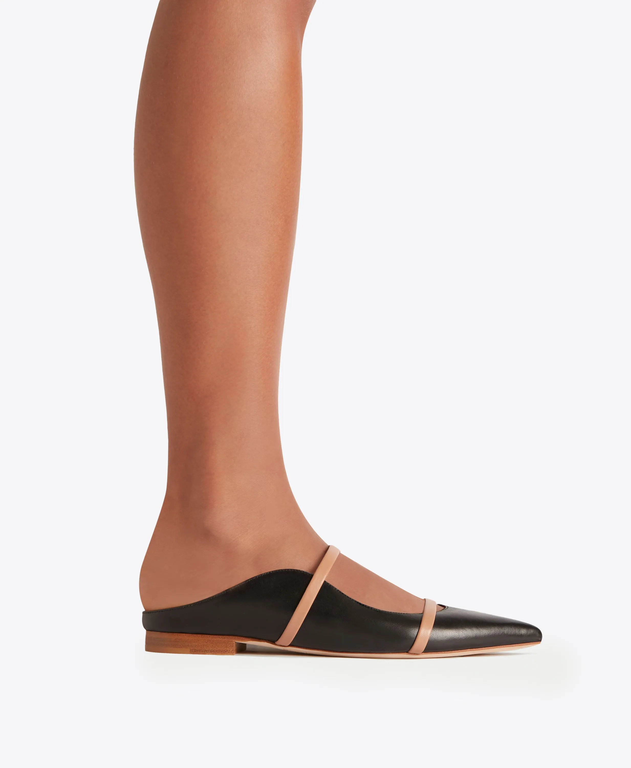 Maureen Black & Blush Leather Flats