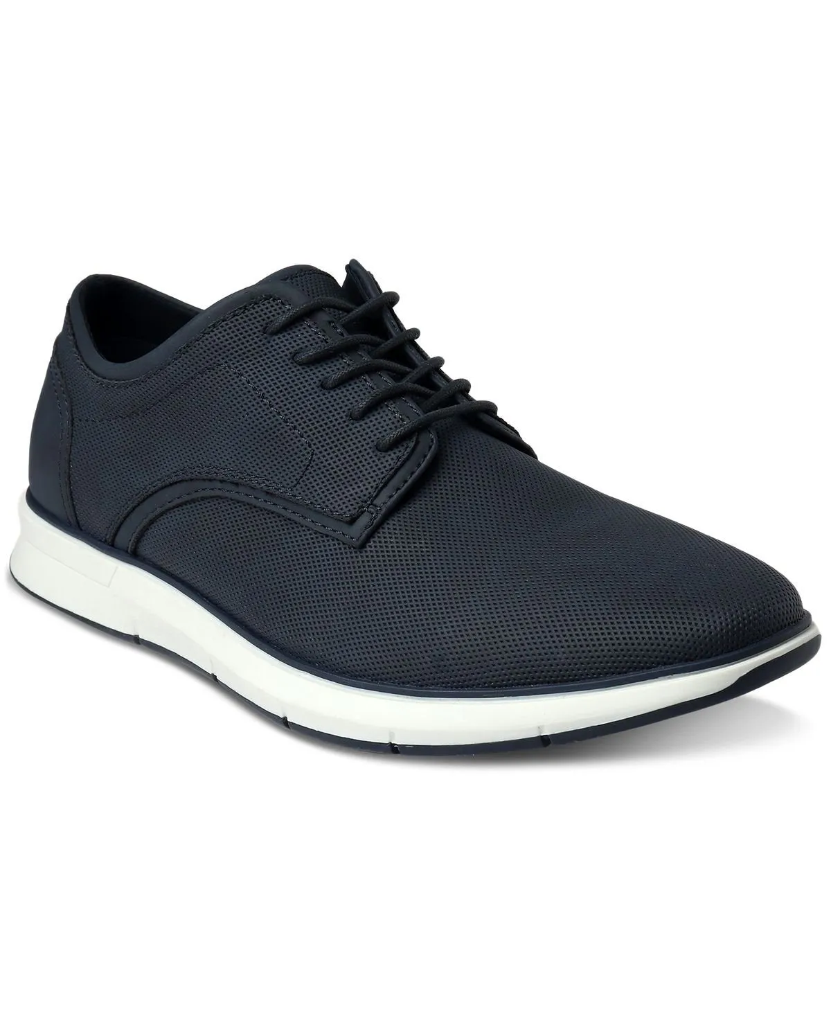 Men's Textured Faux Leather Lace-Up Sneakers created for Macy's Alfani, blue