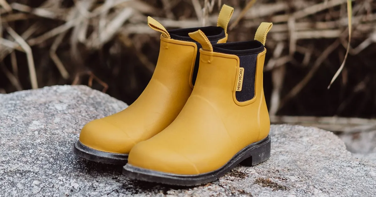 Merry People Bobbi Gumboot - Mustard Yellow/Black