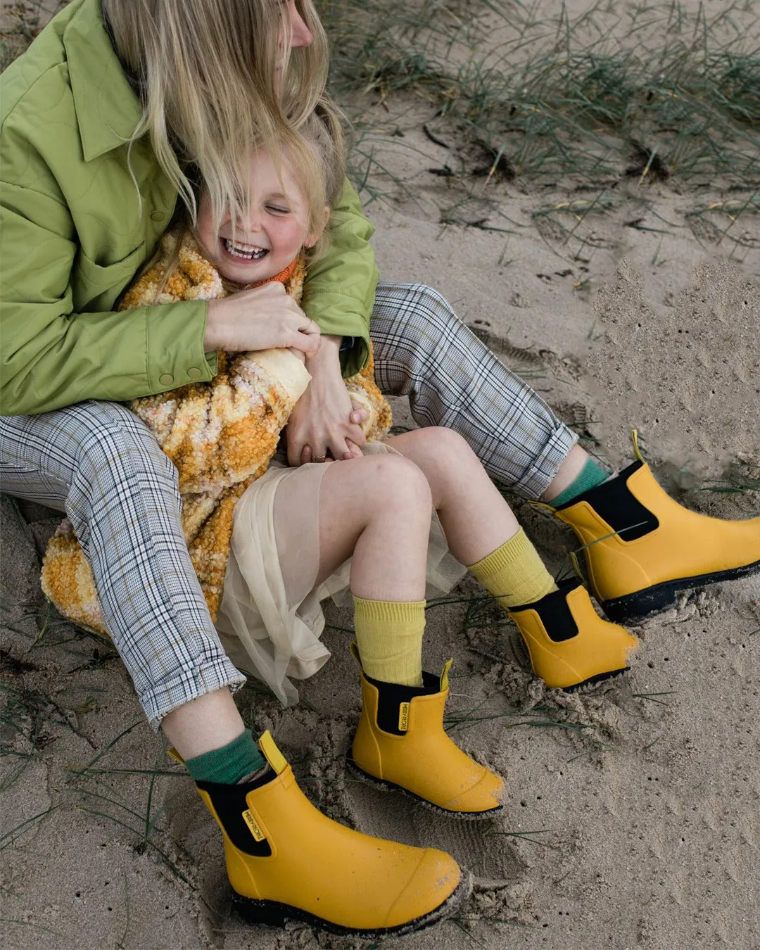 Merry People Bobbi Gumboot - Mustard Yellow/Black