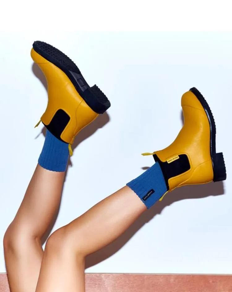 Merry People Bobbi Gumboot - Mustard Yellow/Black