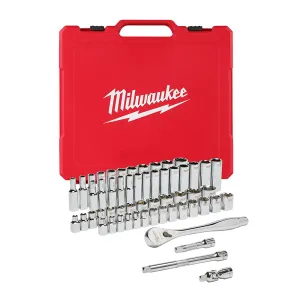 Milwaukee 3/8" Drive SAE/Metric Ratchet and Socket Set 56PC