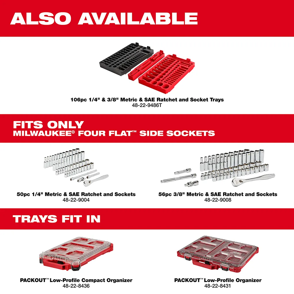 Milwaukee 3/8" Drive SAE/Metric Ratchet and Socket Set 56PC