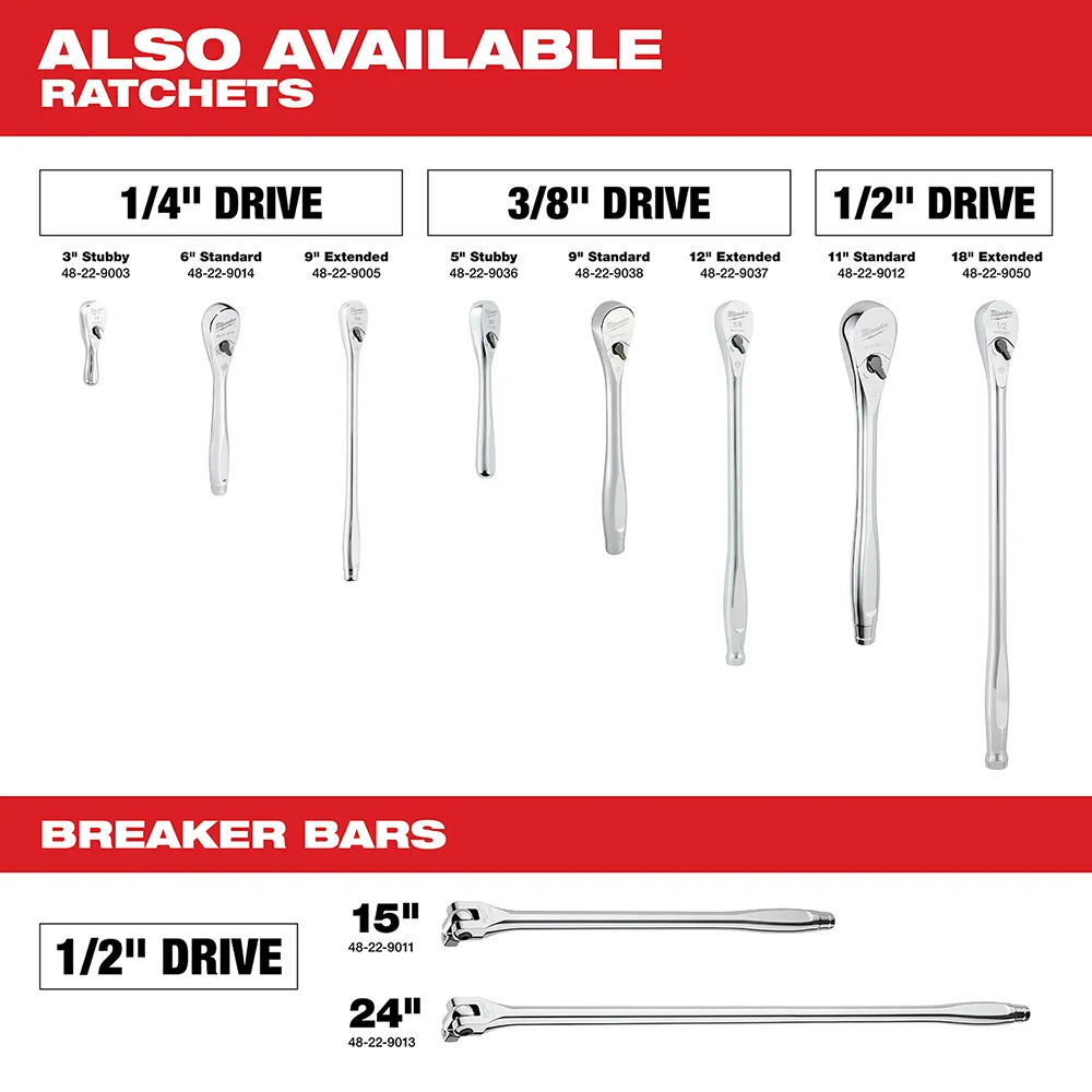 Milwaukee 3/8" Drive SAE/Metric Ratchet and Socket Set 56PC