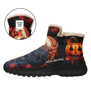 Personalised gift business ideas, personalized company gifts Personalized Warm-Fur Skull Boots, Custom Pumpkin Boots, Halloween Gift,HB-23023001