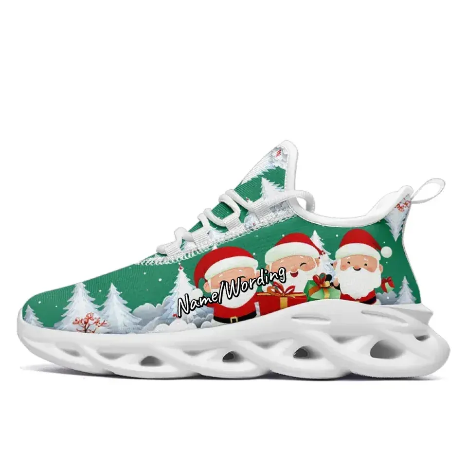 Personalized Santa Claus Shoes, Custom Xmas Fashion Shoes, Breathable Snowflake Shoes, Christmas Gift