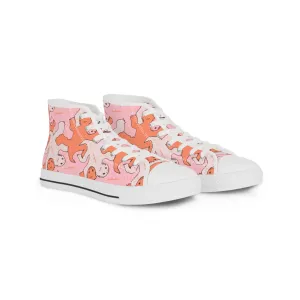 Pink & Orange Funky Lizard Tessellation Men's High Top Sneakers