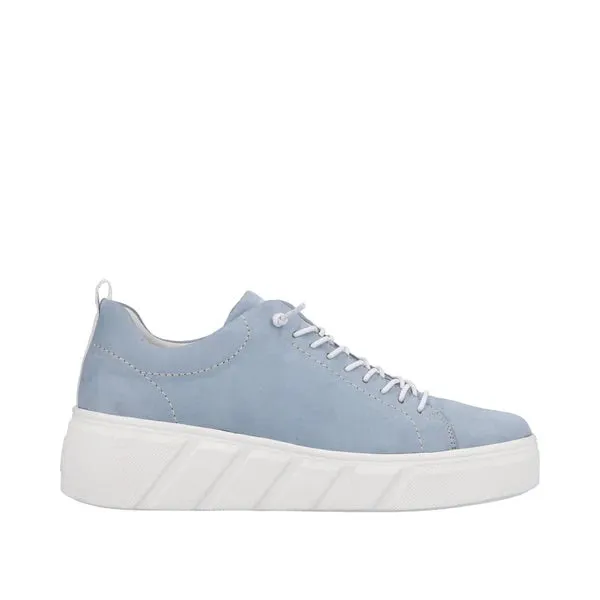 Rieker Evolution W0500-12 Cuba Leather Light Blue Flatform Bungie Trainers