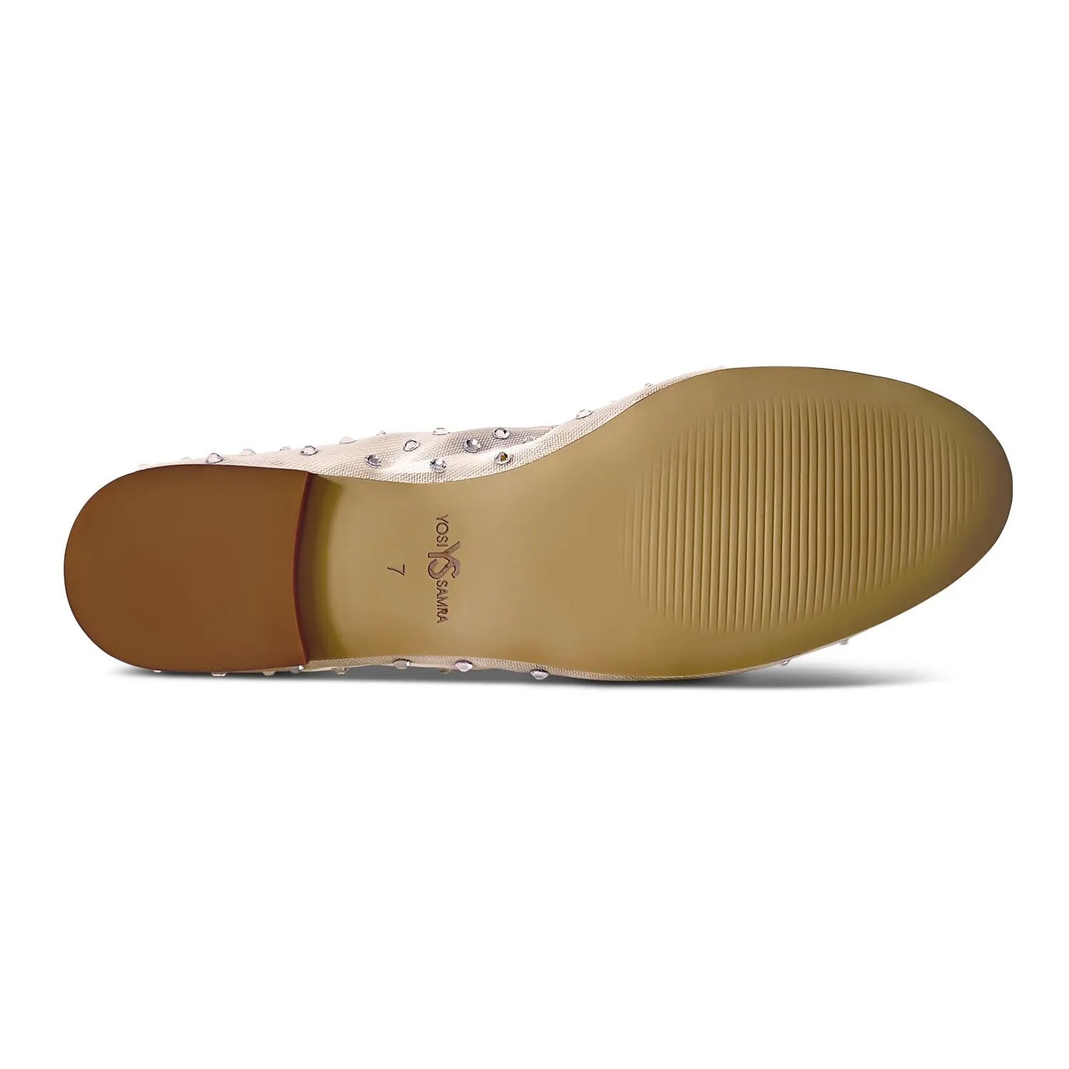 Sadie Ballet Flat in Beige Crystal Mesh