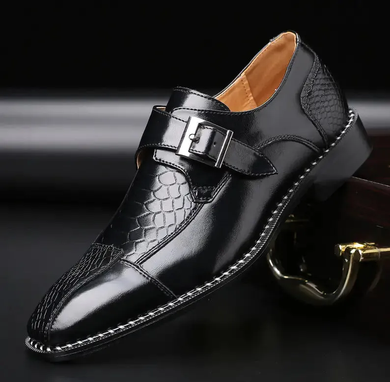 Single Buckle Men’s Monkstrap Leather Dress Shoes