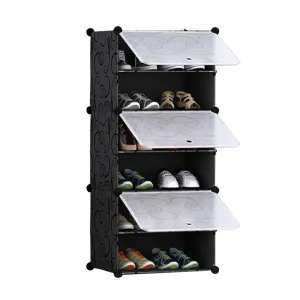 SOGA 6 Tier Shoe Rack Organizer Sneaker Footwear Storage Stackable Stand Cabinet Portable Wardrobe with Cover