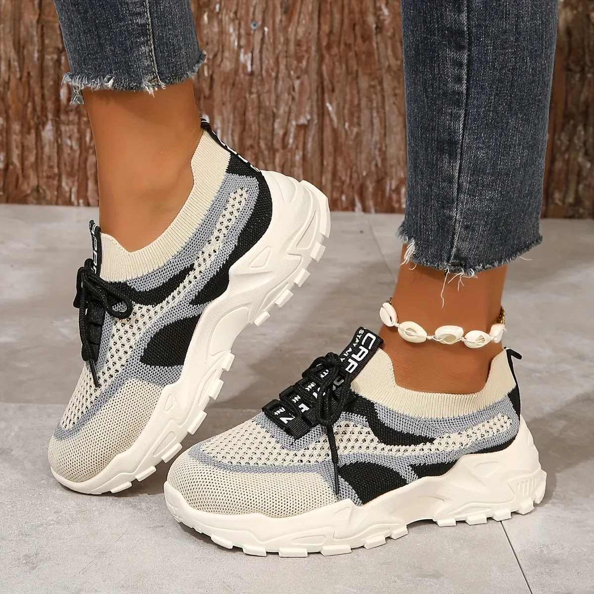 Stylish Womens Mesh Platform Sneakers Comfy Outdoor Sport Shoes