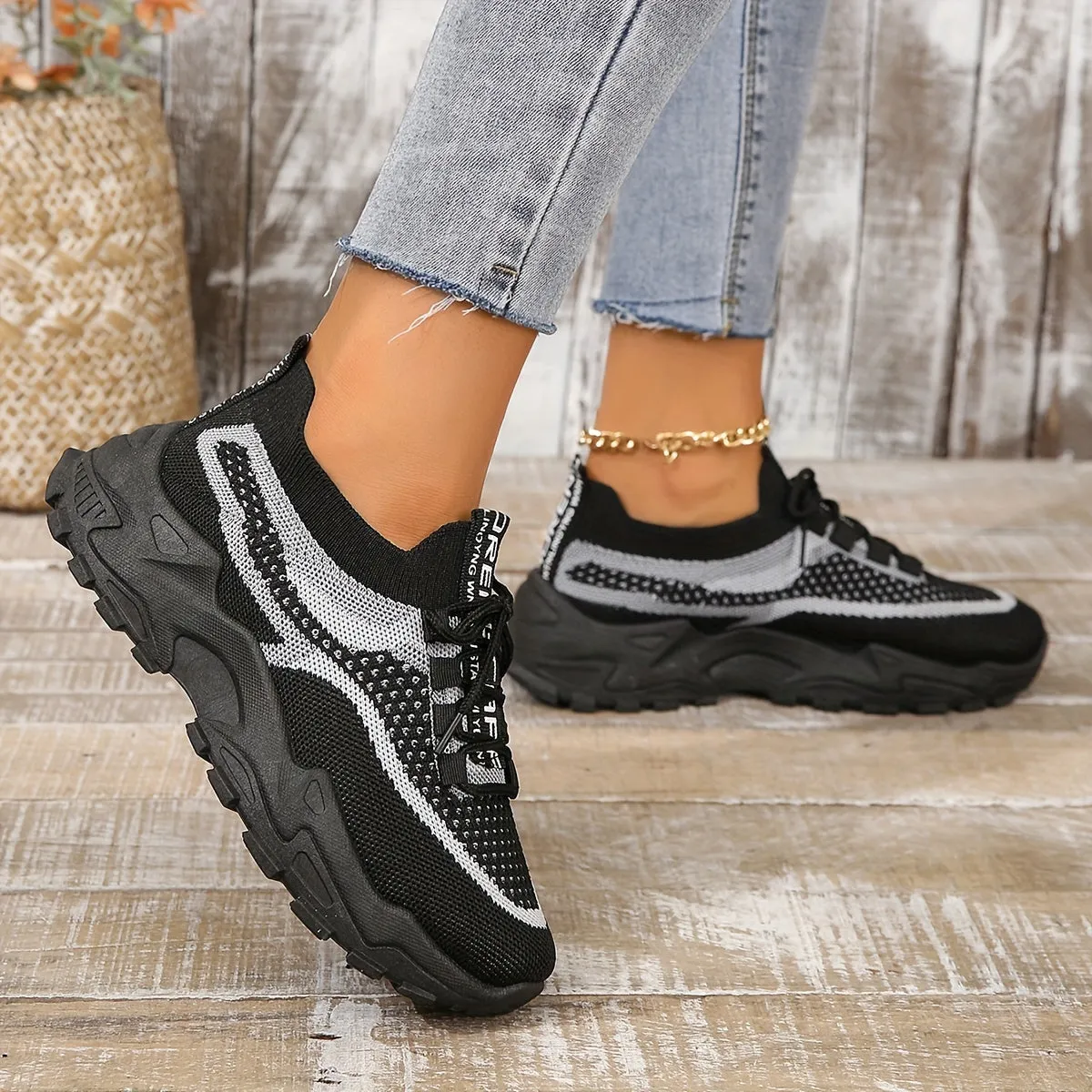 Stylish Womens Mesh Platform Sneakers Comfy Outdoor Sport Shoes