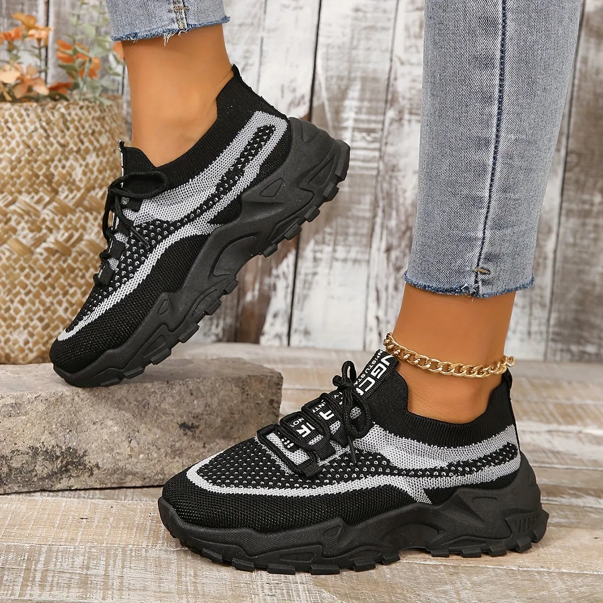 Stylish Womens Mesh Platform Sneakers Comfy Outdoor Sport Shoes