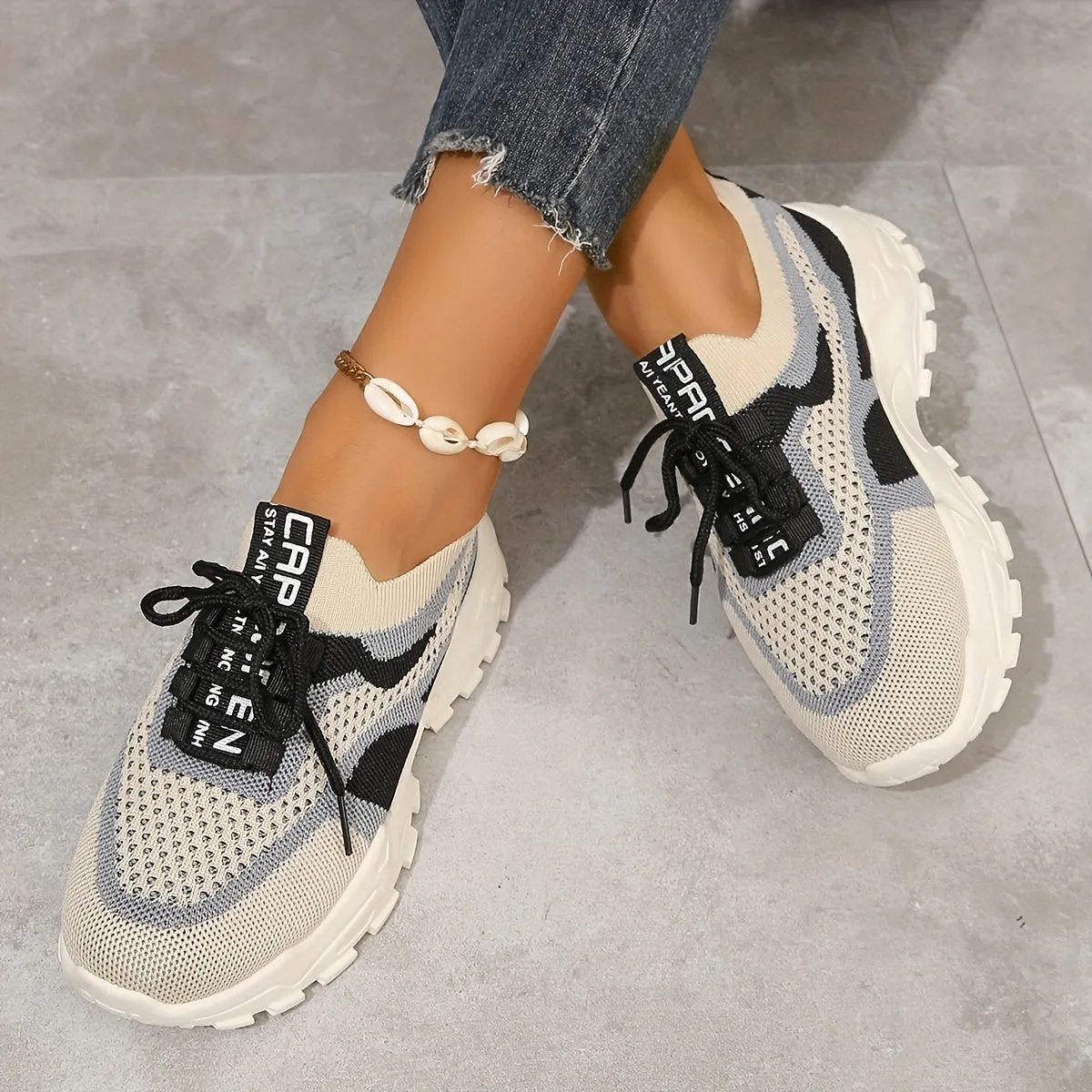 Stylish Womens Mesh Platform Sneakers Comfy Outdoor Sport Shoes