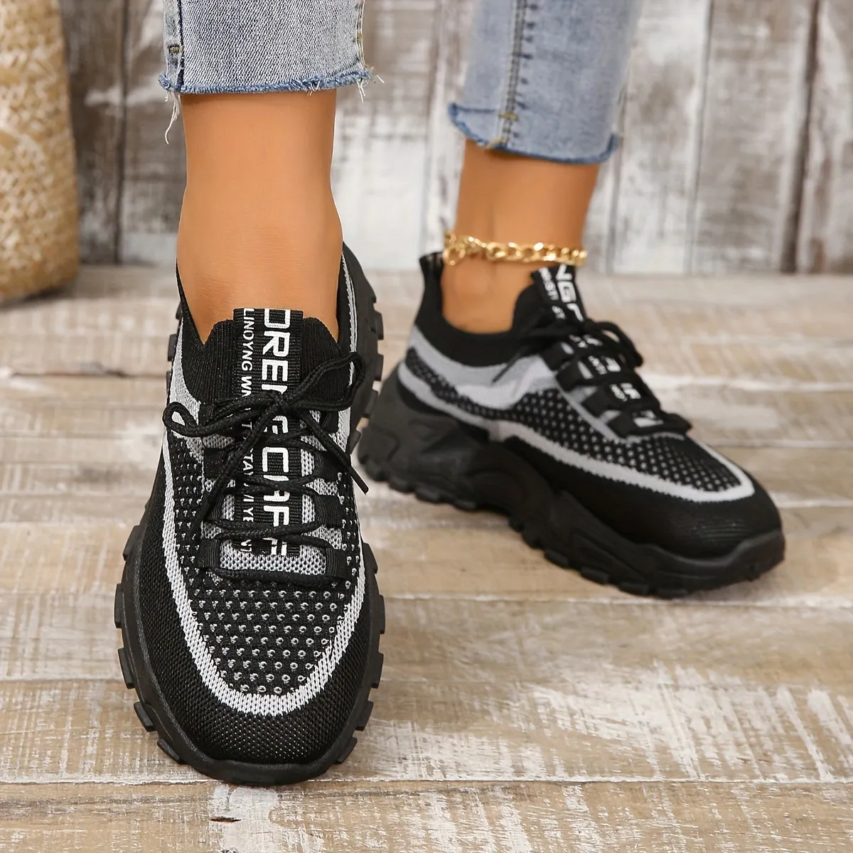 Stylish Womens Mesh Platform Sneakers Comfy Outdoor Sport Shoes