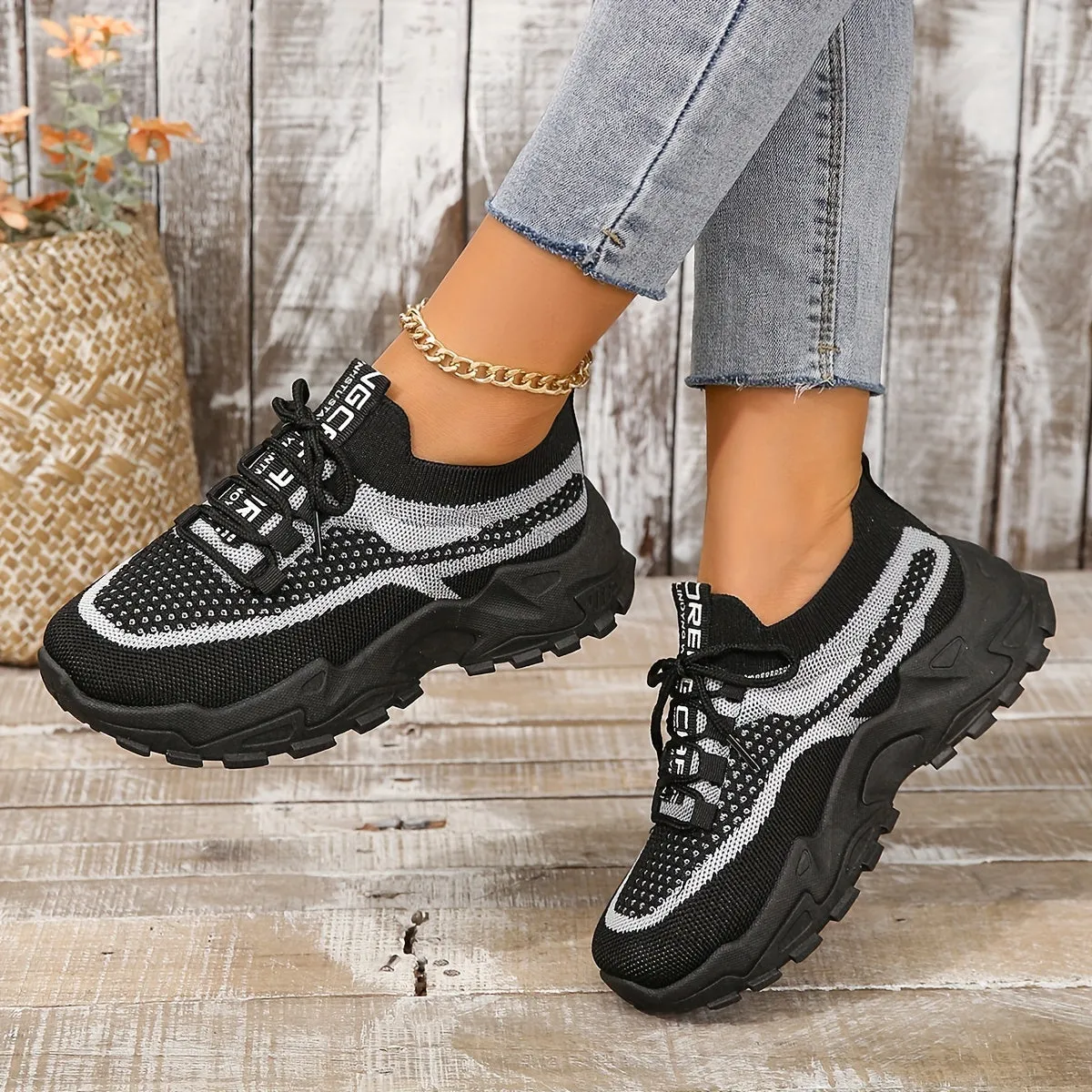 Stylish Womens Mesh Platform Sneakers Comfy Outdoor Sport Shoes