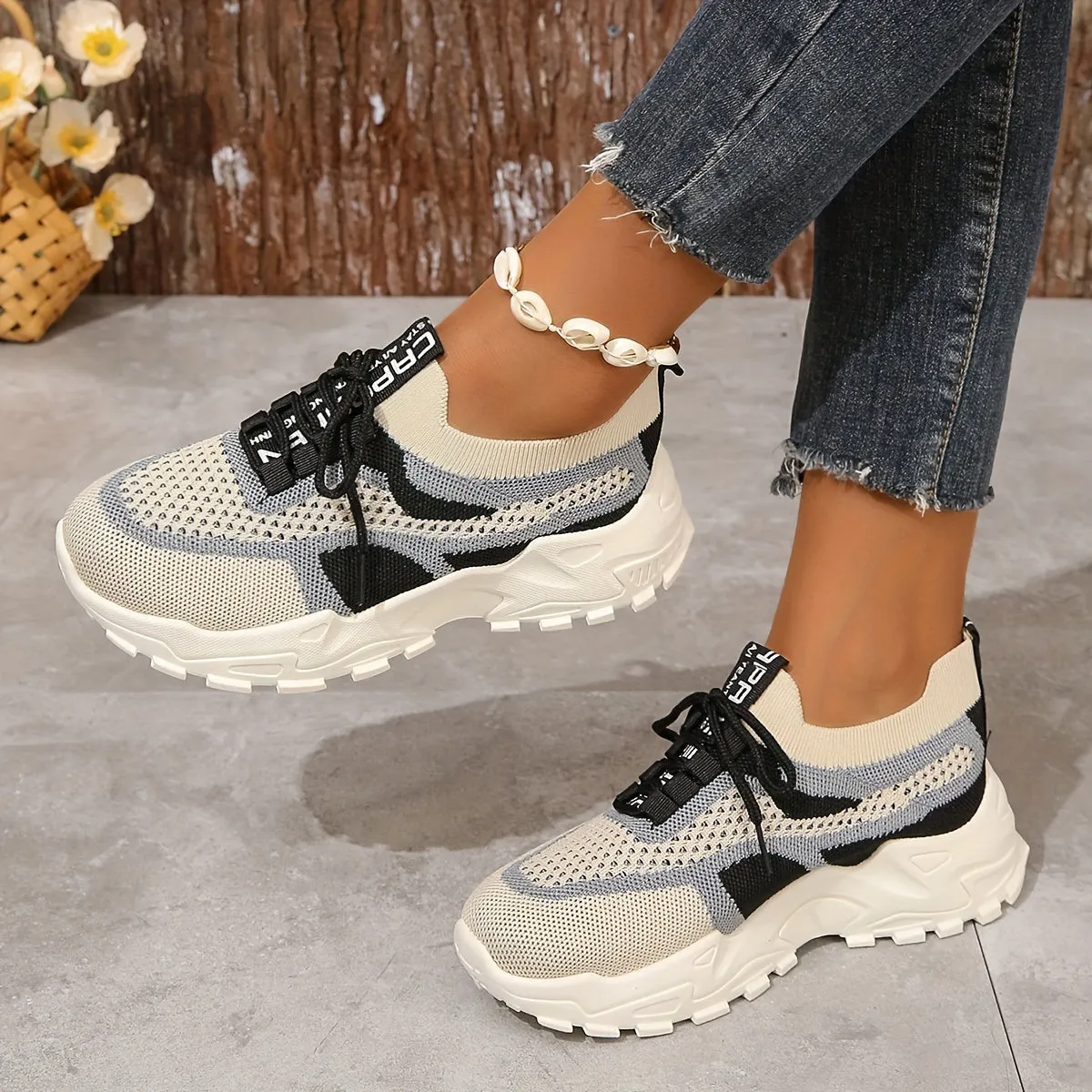 Stylish Womens Mesh Platform Sneakers Comfy Outdoor Sport Shoes