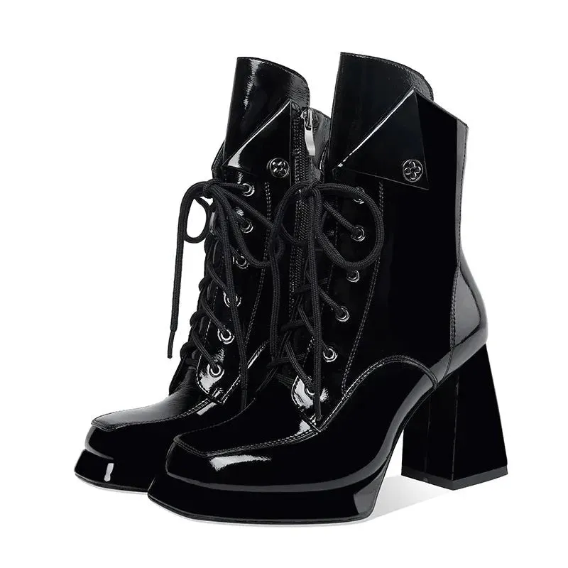 TEEK - Genuine Patent Leather Chunky Platform Boots