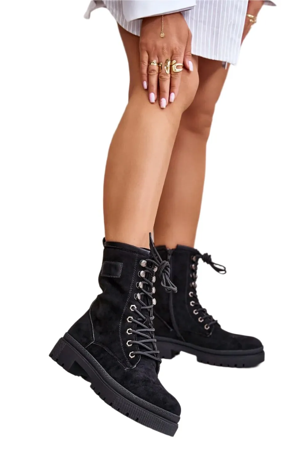 TEEK - Suede Zip Laced Combat Boots