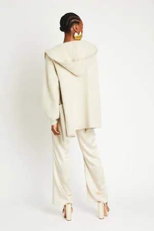 VIVI CASHMERE CROPPED COAT WITH HOOD - SHELL BEACH