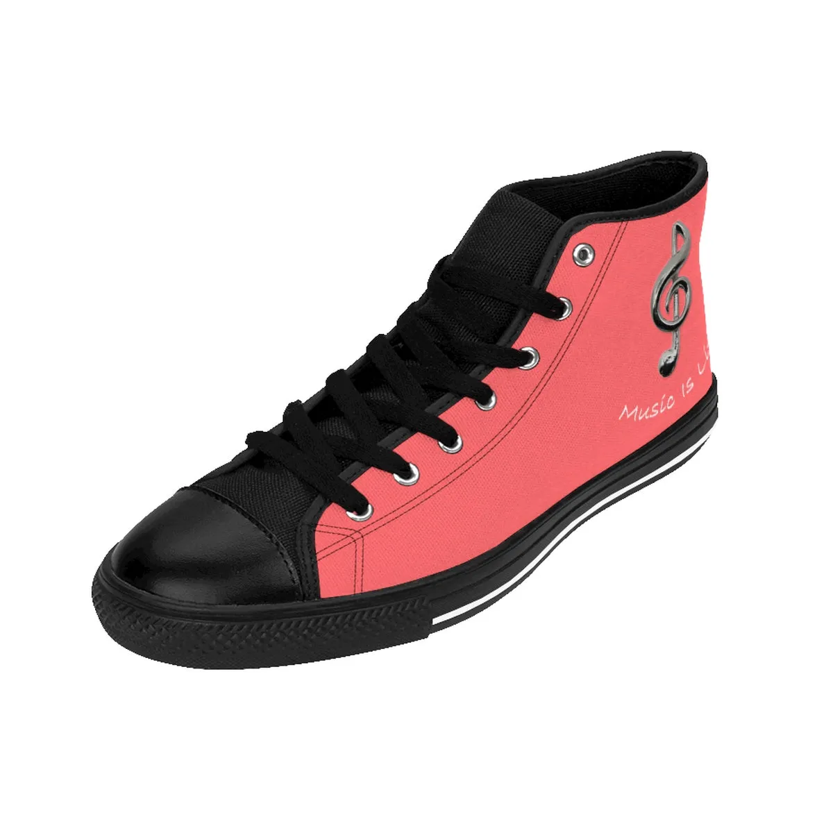 Women's  Music Is Life (Coral) High-top Sneakers