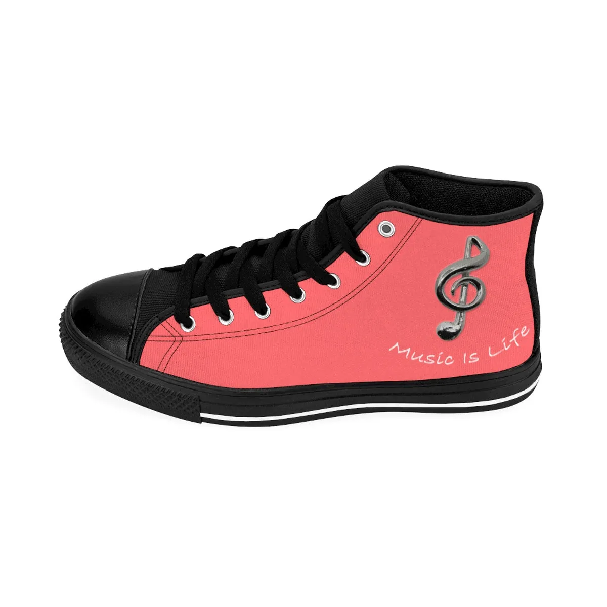 Women's  Music Is Life (Coral) High-top Sneakers